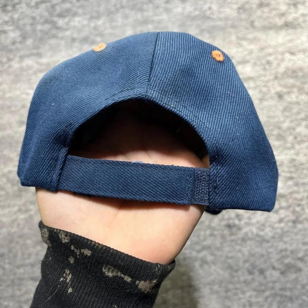 Vintage‎ Harley Davidson Hat Embroidered Flames Y2K Grunge Bike Blue Orange